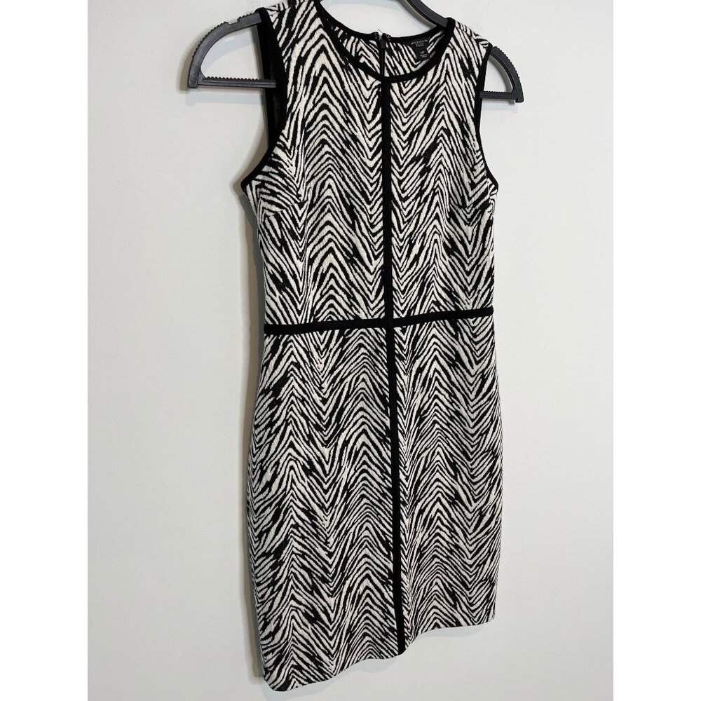 Ann Taylor Zebra Print Sheath Dress Petite 2P Black White Sleeveless Work - Picture 8 of 12